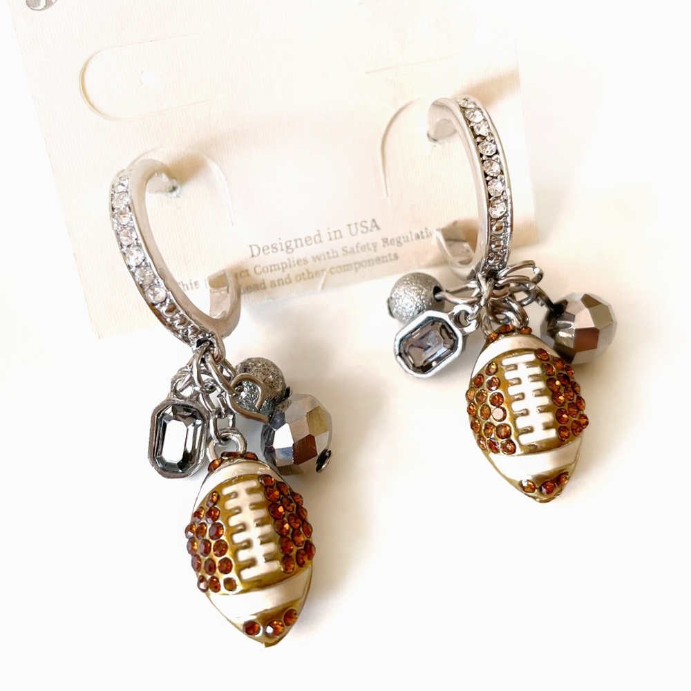 Rhinestone Football Earrings